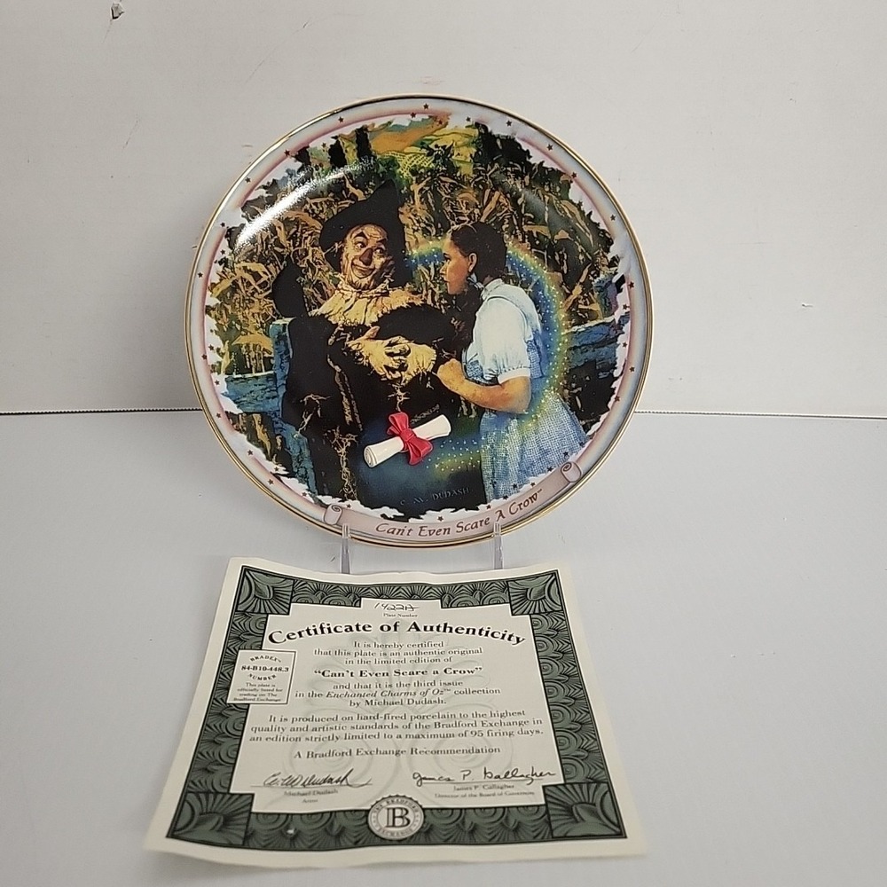 Bradford Exchange Wizard Of Oz Plate Can't Even Scare A Crow Enchanted Charms